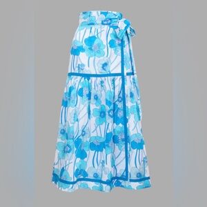 NWT! LORETTA CAPONI Size S • Varadero Floral Cotton Wrap Skirt.